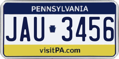 PA license plate JAU3456