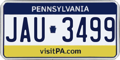 PA license plate JAU3499