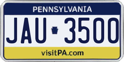 PA license plate JAU3500