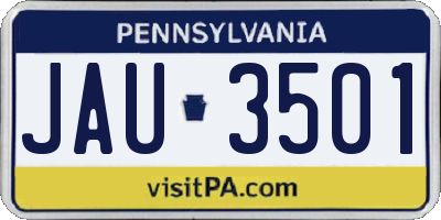 PA license plate JAU3501