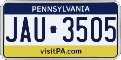 PA license plate JAU3505