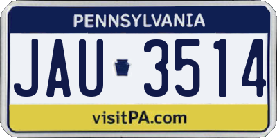 PA license plate JAU3514