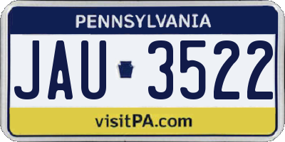 PA license plate JAU3522