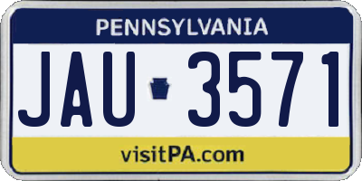 PA license plate JAU3571