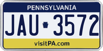 PA license plate JAU3572