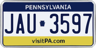 PA license plate JAU3597