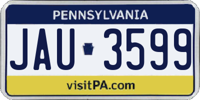 PA license plate JAU3599