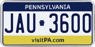 PA license plate JAU3600