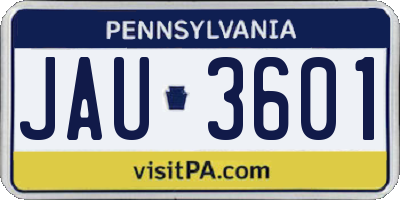 PA license plate JAU3601