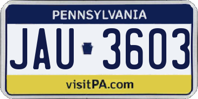 PA license plate JAU3603
