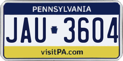 PA license plate JAU3604