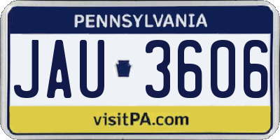 PA license plate JAU3606