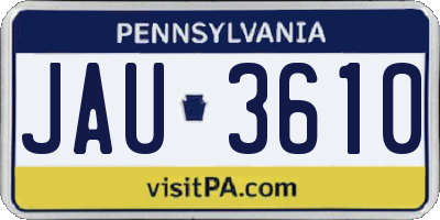 PA license plate JAU3610