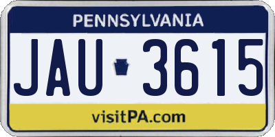 PA license plate JAU3615
