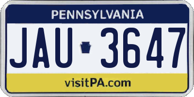 PA license plate JAU3647