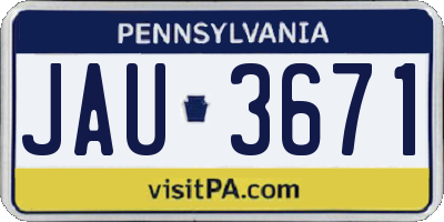 PA license plate JAU3671