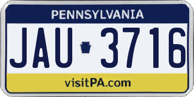 PA license plate JAU3716