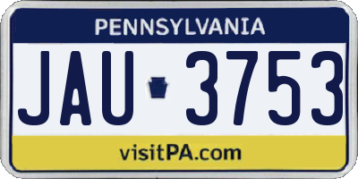 PA license plate JAU3753