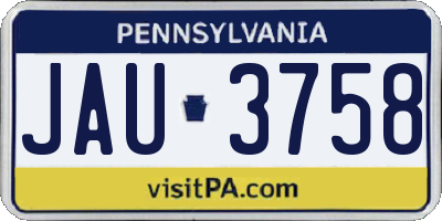 PA license plate JAU3758