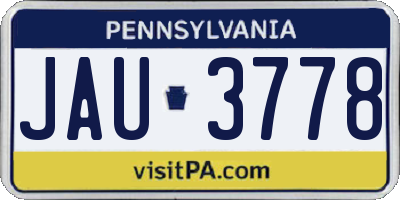 PA license plate JAU3778