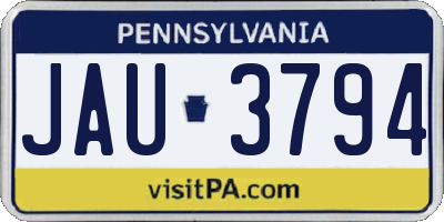 PA license plate JAU3794