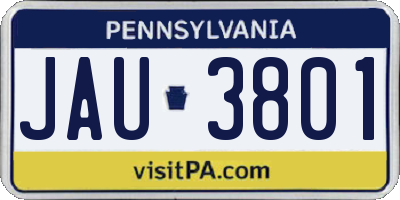 PA license plate JAU3801