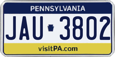 PA license plate JAU3802