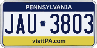 PA license plate JAU3803