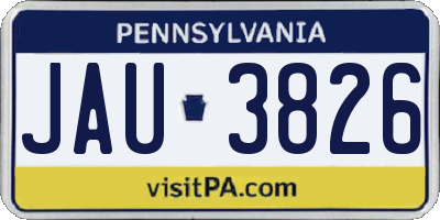 PA license plate JAU3826