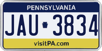 PA license plate JAU3834