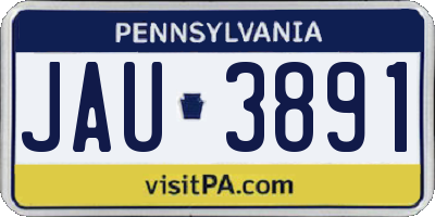 PA license plate JAU3891