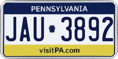 PA license plate JAU3892