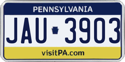 PA license plate JAU3903
