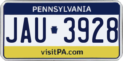 PA license plate JAU3928
