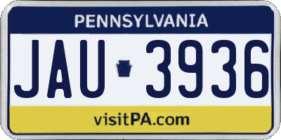 PA license plate JAU3936