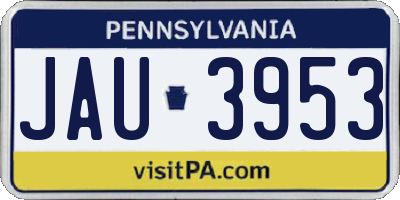 PA license plate JAU3953