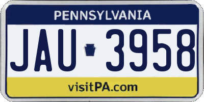 PA license plate JAU3958