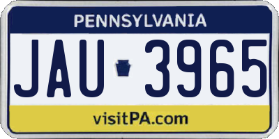 PA license plate JAU3965