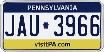 PA license plate JAU3966