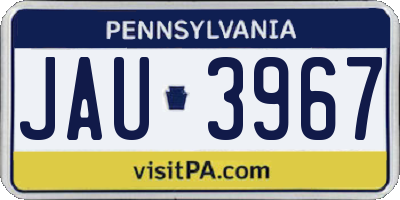 PA license plate JAU3967
