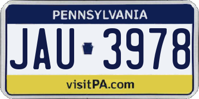 PA license plate JAU3978
