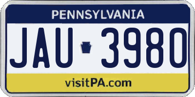 PA license plate JAU3980