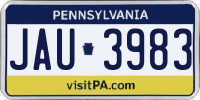 PA license plate JAU3983