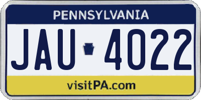 PA license plate JAU4022