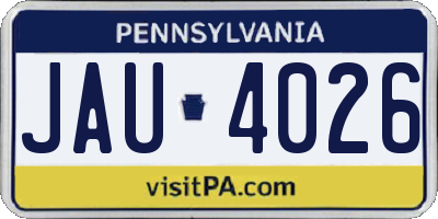 PA license plate JAU4026