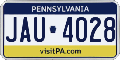 PA license plate JAU4028