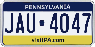 PA license plate JAU4047