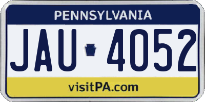 PA license plate JAU4052