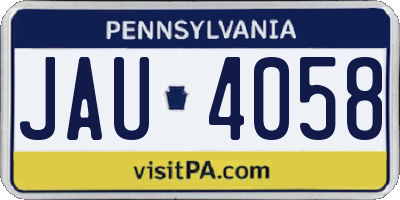 PA license plate JAU4058
