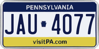 PA license plate JAU4077